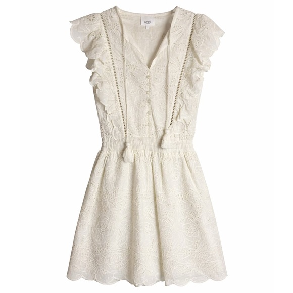 Seed Heritage Dresses & Skirts - Seed Heritage NWT Broderie Eyelet Ivory Mini Dress Size US 4